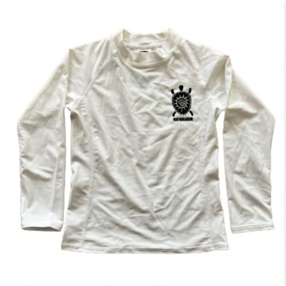 Coastalista XL unisex kids long sleeve Rashguard Swim Top White Georgia raglan